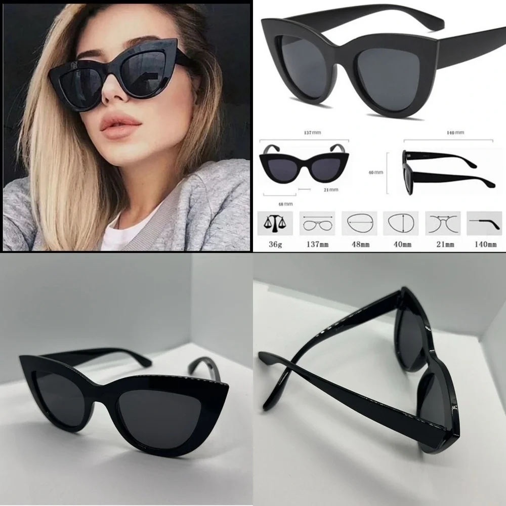 NWT Chic Black Cat Eye Sunglasses - UVProtection - Vintage Inspired Glamour
